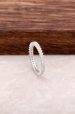 Tek Sıra Tamtur Taşlı Gümüş Yüzük 2660