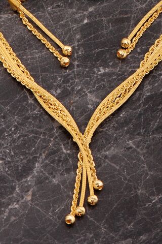 Halat Model Dorissa Hasır Burgu Altın Kaplama Elişi Gümüş Set 2856