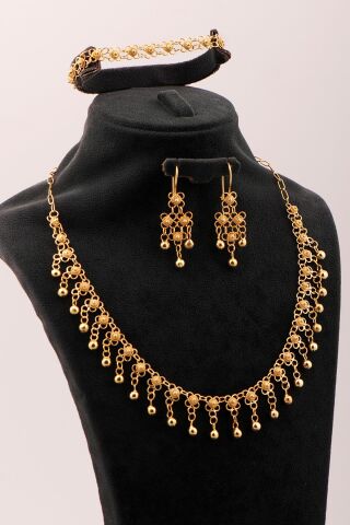 Midyat Telkarisi Yöresel Kişiniş Akıtma Altın Kaplama Elişi Gümüş Set 2857