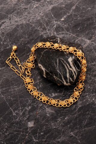 Midyat Telkarisi Yöresel Kişiniş Akıtma Altın Kaplama Elişi Gümüş Set 2857