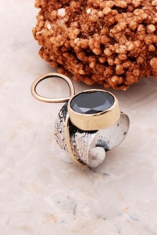 Oniks Taşlı Elişi Tasarım Gümüş Yüzük 3133