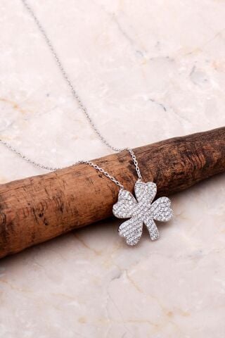 Dört Yapraklı Yonca Gümüş Kolye 6972