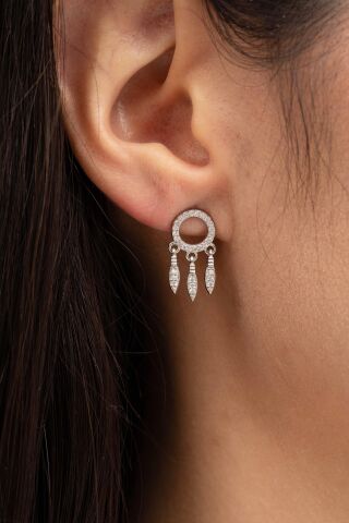 Düş Kapanı Rodyumlu Gümüş Küpe 6945