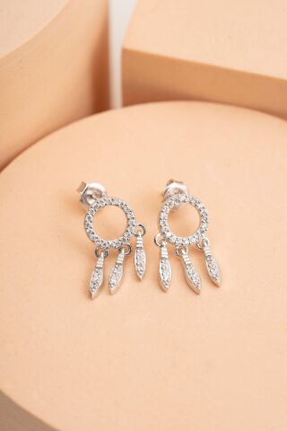 Düş Kapanı Rodyumlu Gümüş Küpe 6945