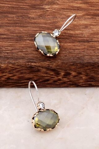 Peridot Taşlı Gümüş Küpe 1461