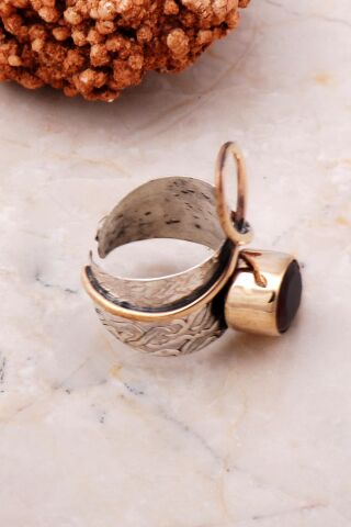 Ametist Taşlı Elişi Tasarım Gümüş Yüzük 3135