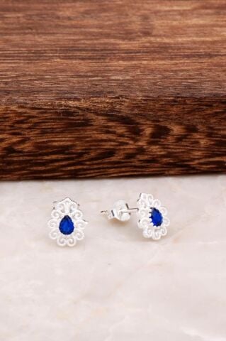 Taşlı Telkari Gümüş Küpe 4656