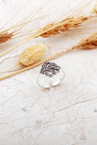 Taşsız Yaprak Ayarlanabilir Gümüş Yüzük 5983