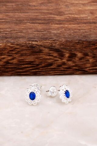 Taşlı Telkari Gümüş Küpe 4660