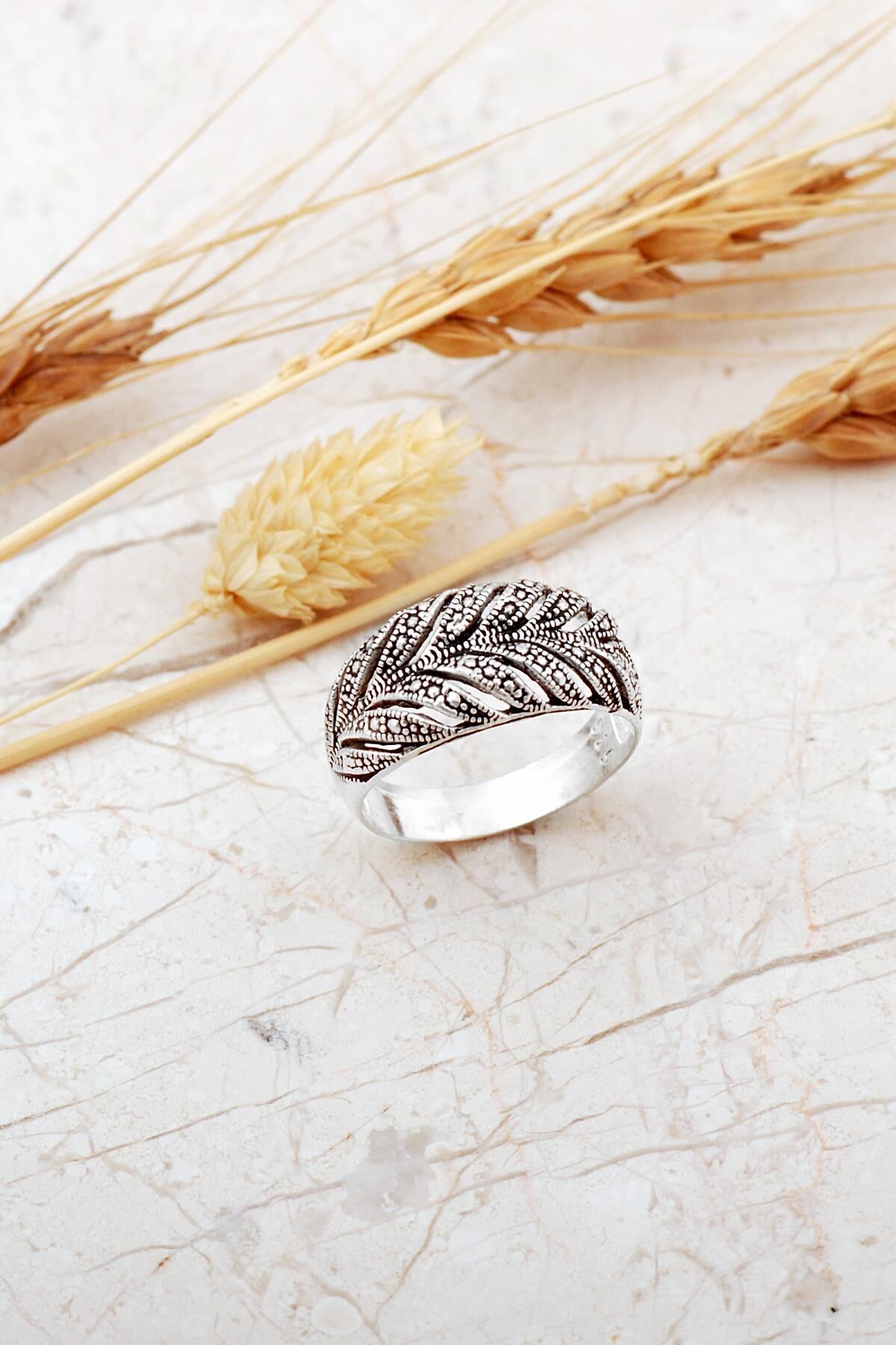 Taşsız Başak Ayarlanabilir Gümüş Yüzük 5991