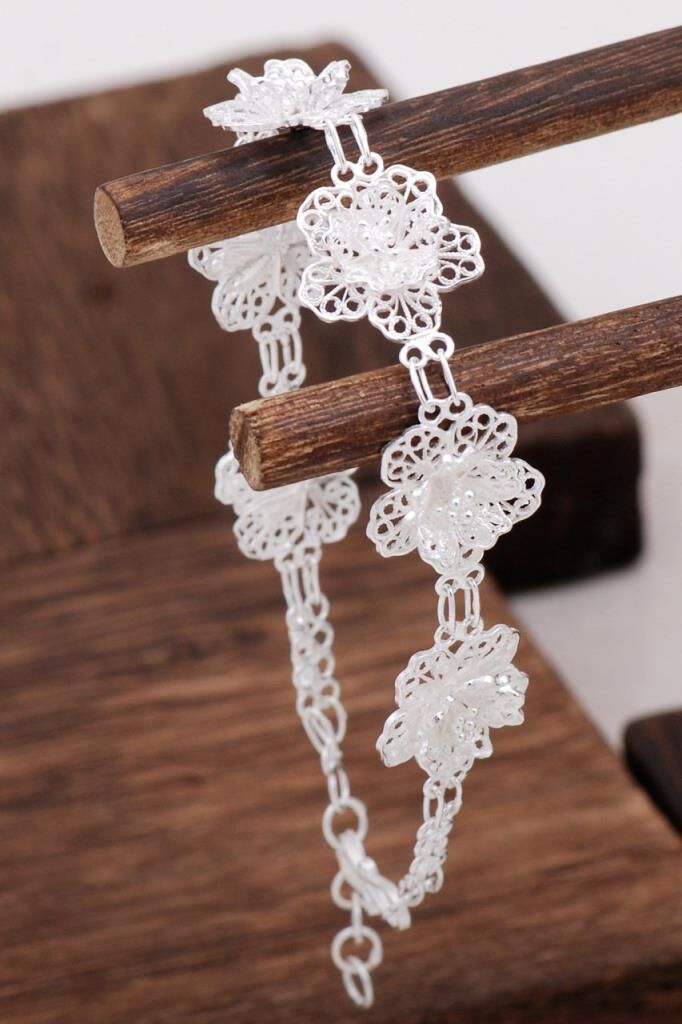 Çiçek Tasarım Telkari Gümüş Bileklik 3091