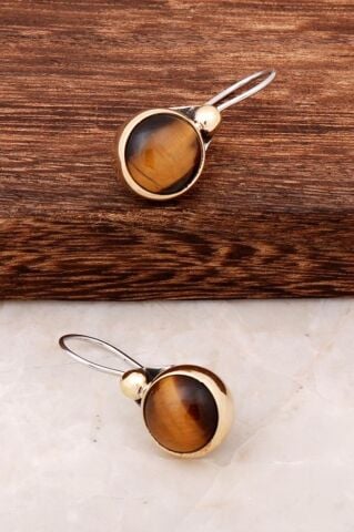 KAPLAN GÖZÜ TAŞLI TASARIM GÜMÜŞ KÜPE 1474