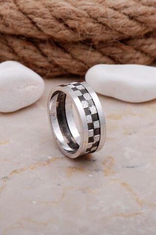 Tasarım Elişi Gümüş Erkek Alyans 04