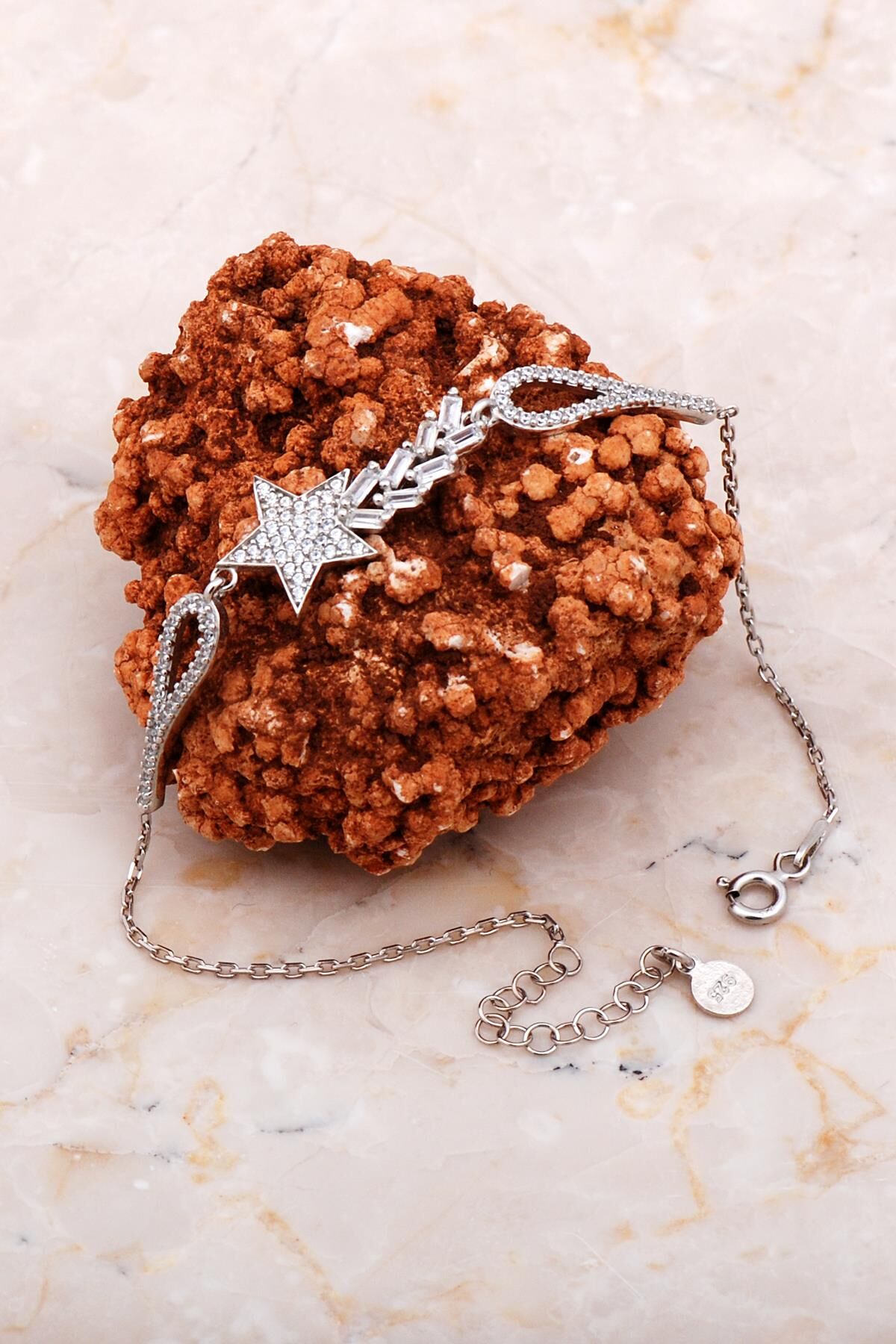 Kayan Yıldız Rodyumlu Gümüş Bileklik 4160