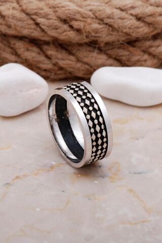 Tasarım Elişi Gümüş Erkek Alyans 06