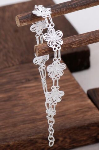 Çiçek Tasarım Telkari Gümüş Bileklik 3104