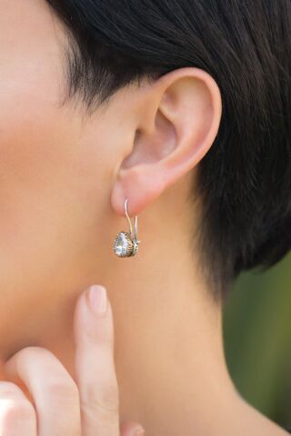 Quartz Taşlı Elişi Tasarım Gümüş Küpe 4883