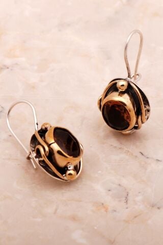 Renk Değiştiren Sultan Taşlı Elişi Gümüş Küpe 6143