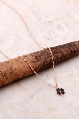 Rose Gümüş Mini Yonca Kolye 6996