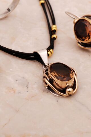 Renk Değiştiren Sultan Taşlı Tasarım Elişi Gümüş Set 2673