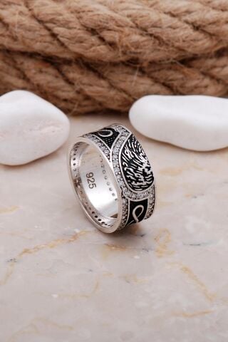 Sonsuz Aşk Temalı Elişi Taşlı Gümüş Kadın Alyans 09