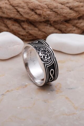 Sonsuz Aşk Temalı Elişi Gümüş Erkek Alyans 10