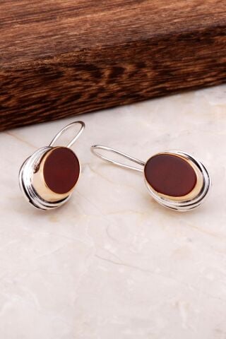 Akik El Yapımı Gümüş Tasarım Küpe 4888