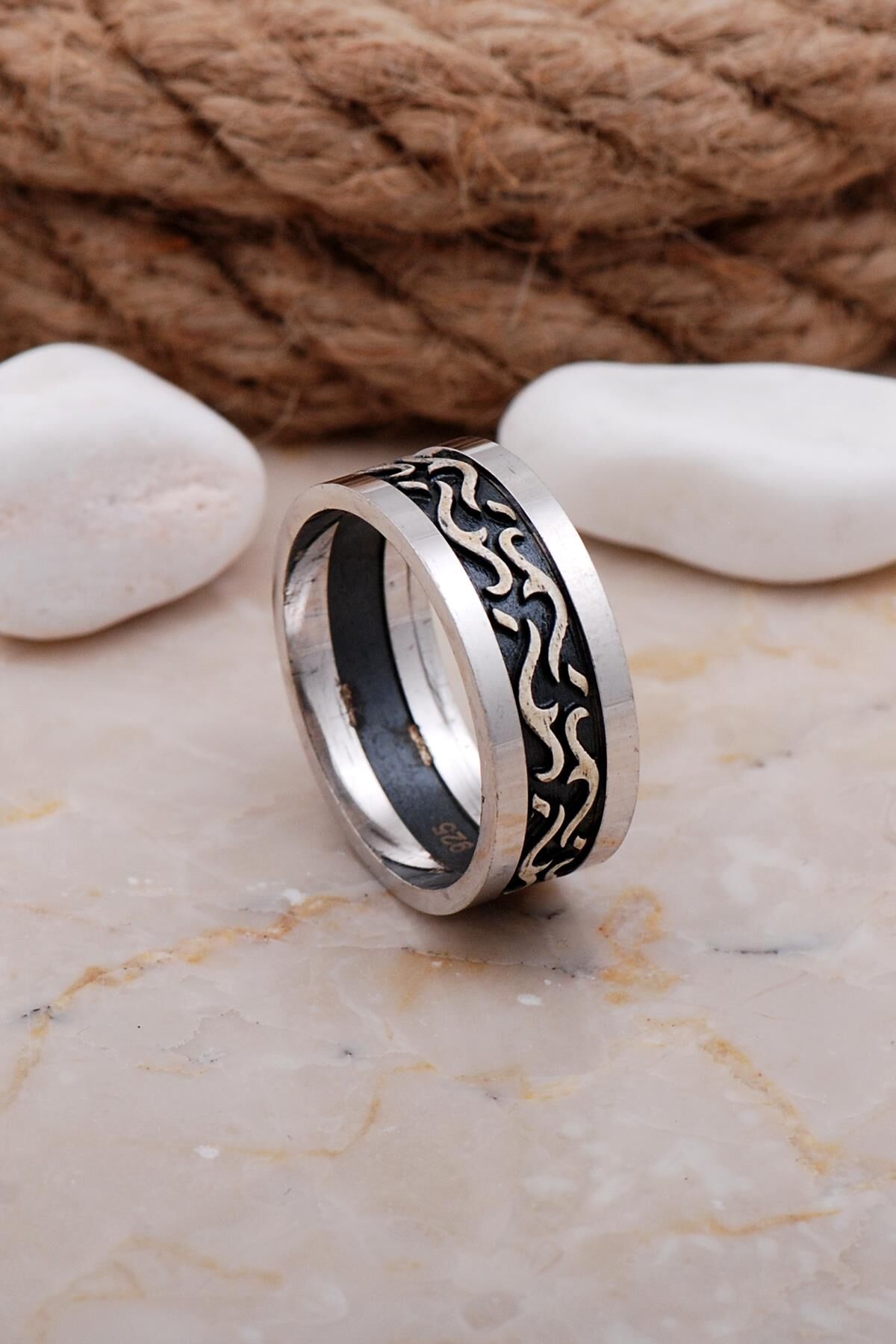 Tasarım Elişi Erkek Gümüş Alyans 12