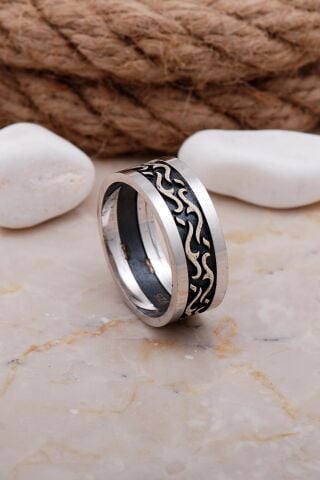 Tasarım Elişi Erkek Gümüş Alyans 12