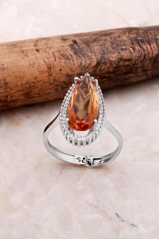 Renk Değiştiren Sultan Taşlı Su Damlası Gümüş Yüzük 3147