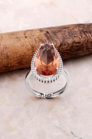 Renk Değiştiren Sultan Taşlı Su Damlası Gümüş Yüzük 3148