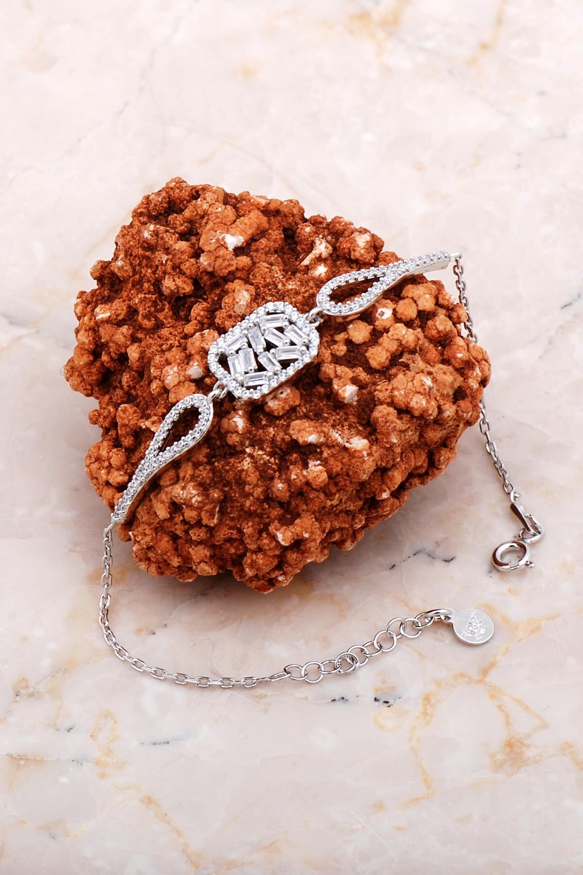 Baget Tasarım Rodyumlu Gümüş Bileklik 4169