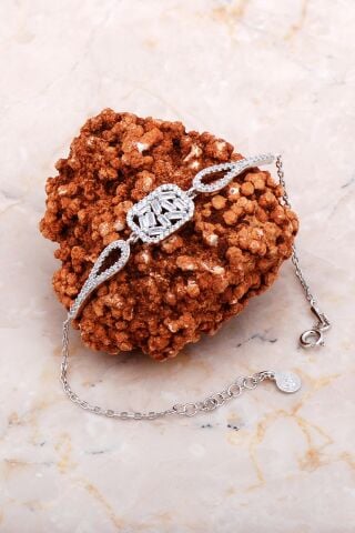 Baget Tasarım Rodyumlu Gümüş Bileklik 4169