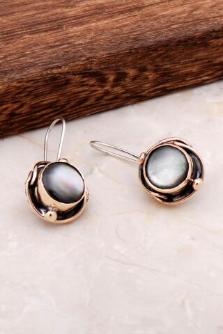 Sedef El Yapımı Tasarım Gümüş Küpe 4891