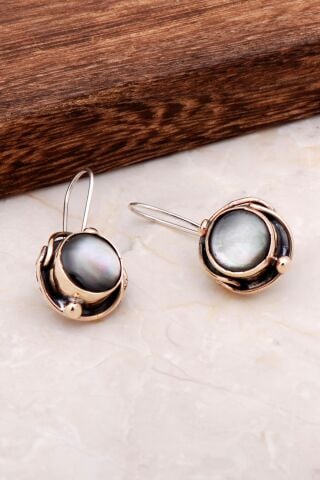 Sedef El Yapımı Tasarım Gümüş Küpe 4891