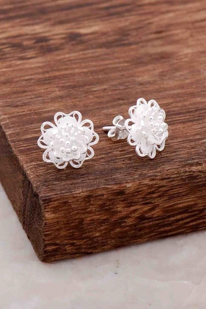 Telkari İşlemeli El Yapımı Gümüş Küpe 3982