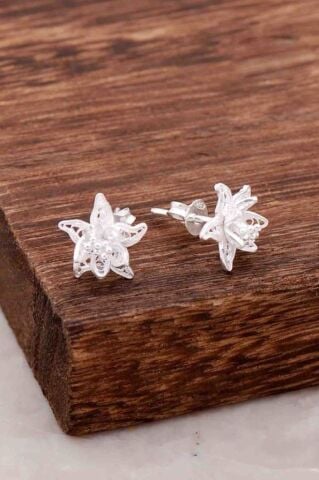 Telkari İşlemeli El Yapımı Gümüş Küpe 3983