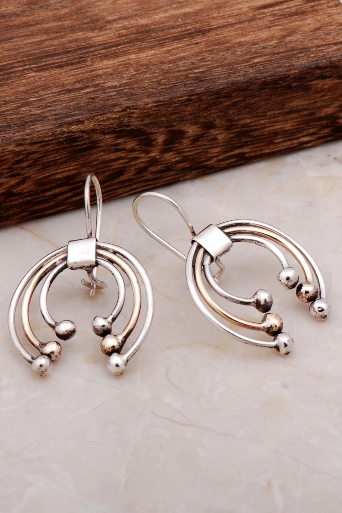 Tomurcuk Tasarım El Yapımı Gümüş Küpe 4896