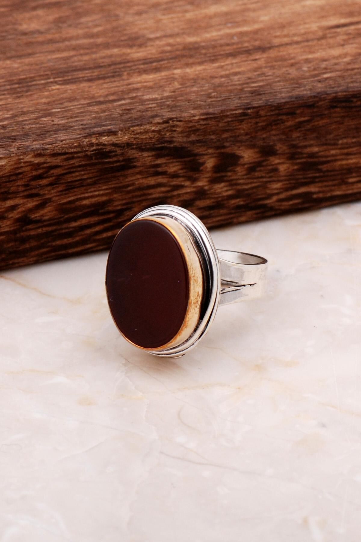 Akik El Sarması Gümüş Tasarım Yüzük 2992