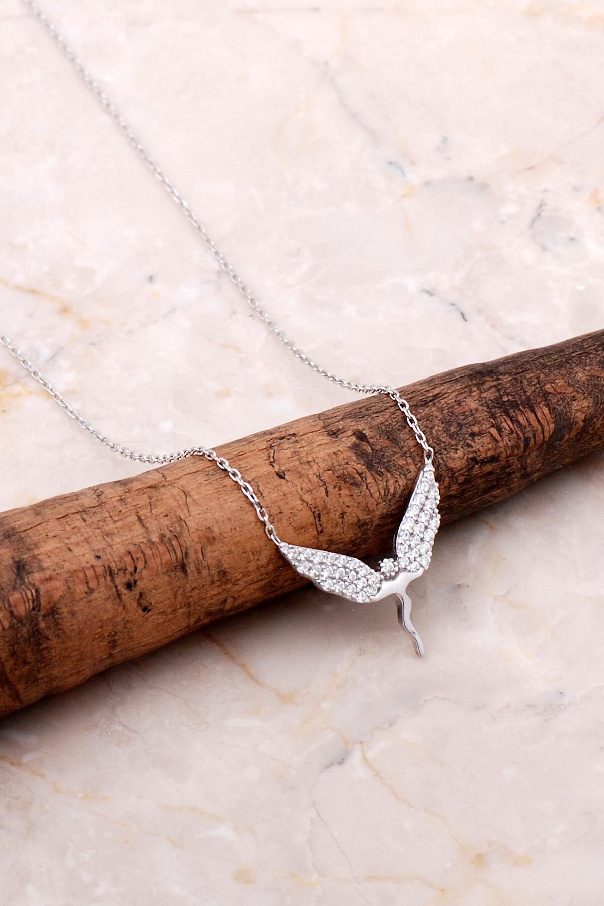 Melek Tasarım Gümüş Kolye 7012