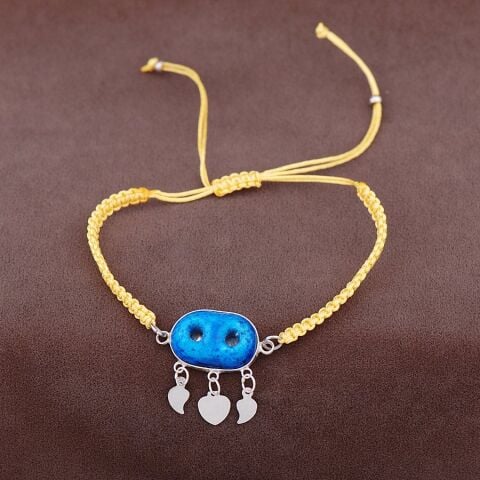 Süryani Nazar Boncuğu Makrome Gümüş Bileklik 2056