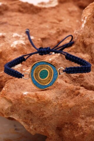 Mozaik İşlemeli Renkli Gümüş Makrome Bileklik 4382