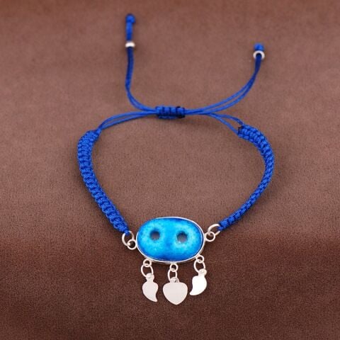 Süryani Nazar Boncuğu Makrome Gümüş Bileklik 2057