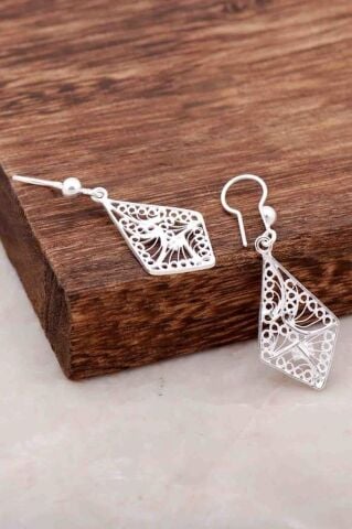 Telkari İşlemeli El Yapımı Gümüş Küpe 3988