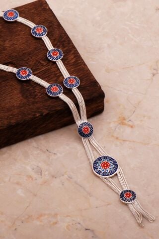 Anadolu Motifli Mineli Hasır Elişi Tasarım Gümüş Set 2674