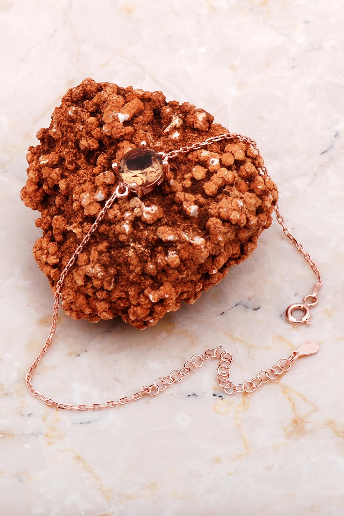 Renk Değiştiren Sultan Taşlı Rose Gümüş Bileklik 4179