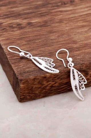 Telkari İşlemeli El Yapımı Gümüş Küpe 3989