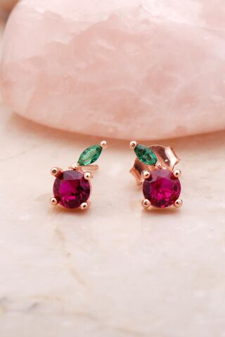 Elma Rose Mini Gümüş Küpe 5398