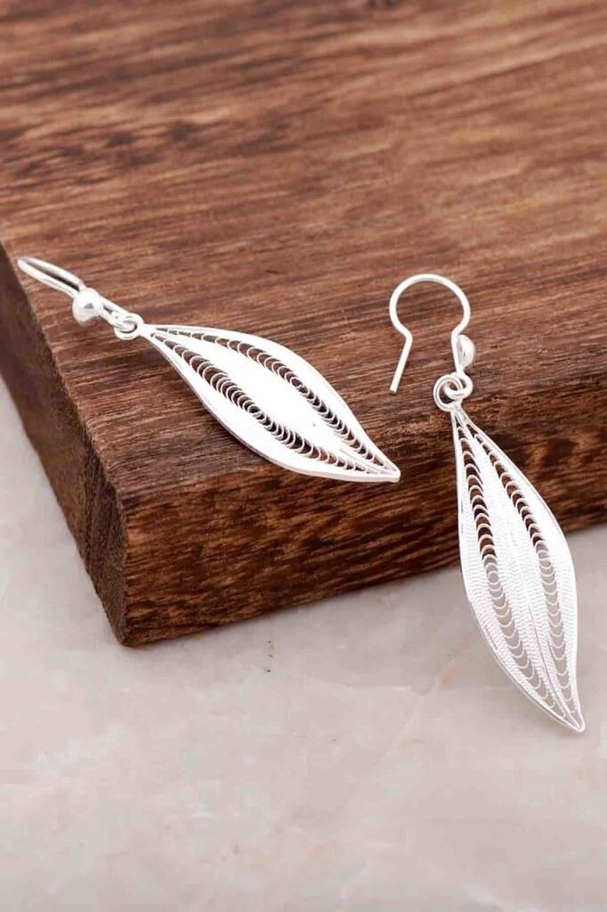 Telkari İşlemeli El Yapımı Gümüş Küpe 3990