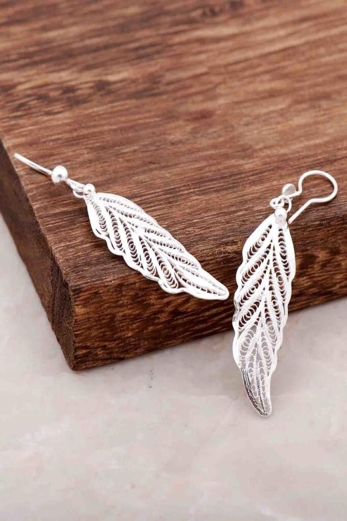 Telkari İşlemeli El Yapımı Gümüş Küpe 3991